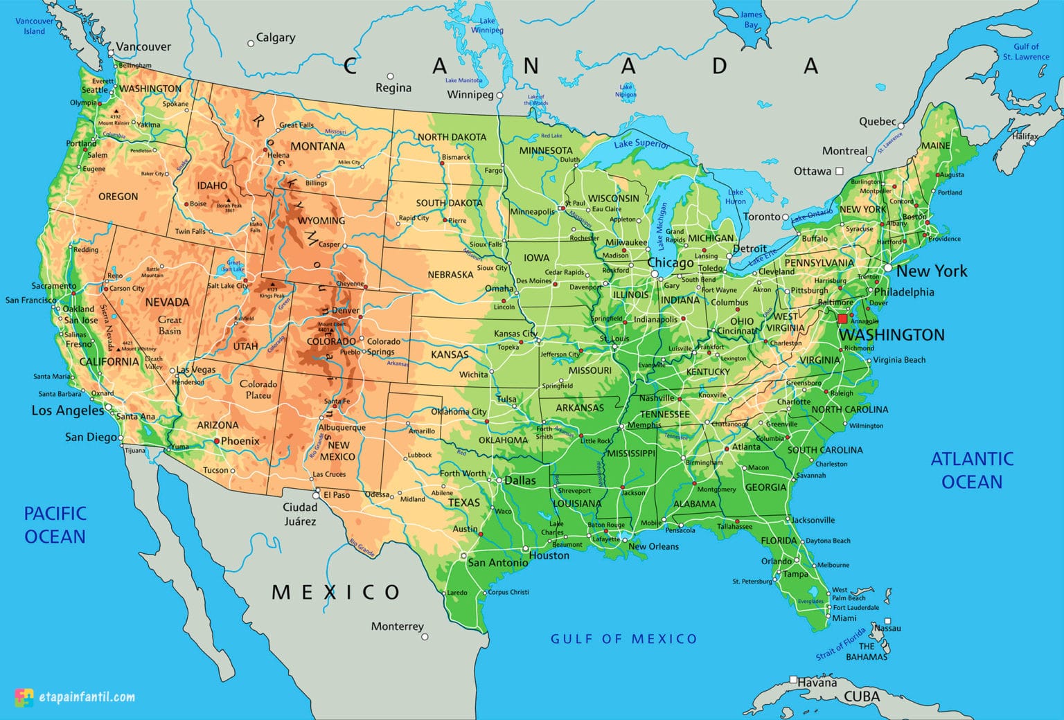 Mapa Fisico De Estados Unidos Mapas Mapa Fisico Geografia Mapas Porn
