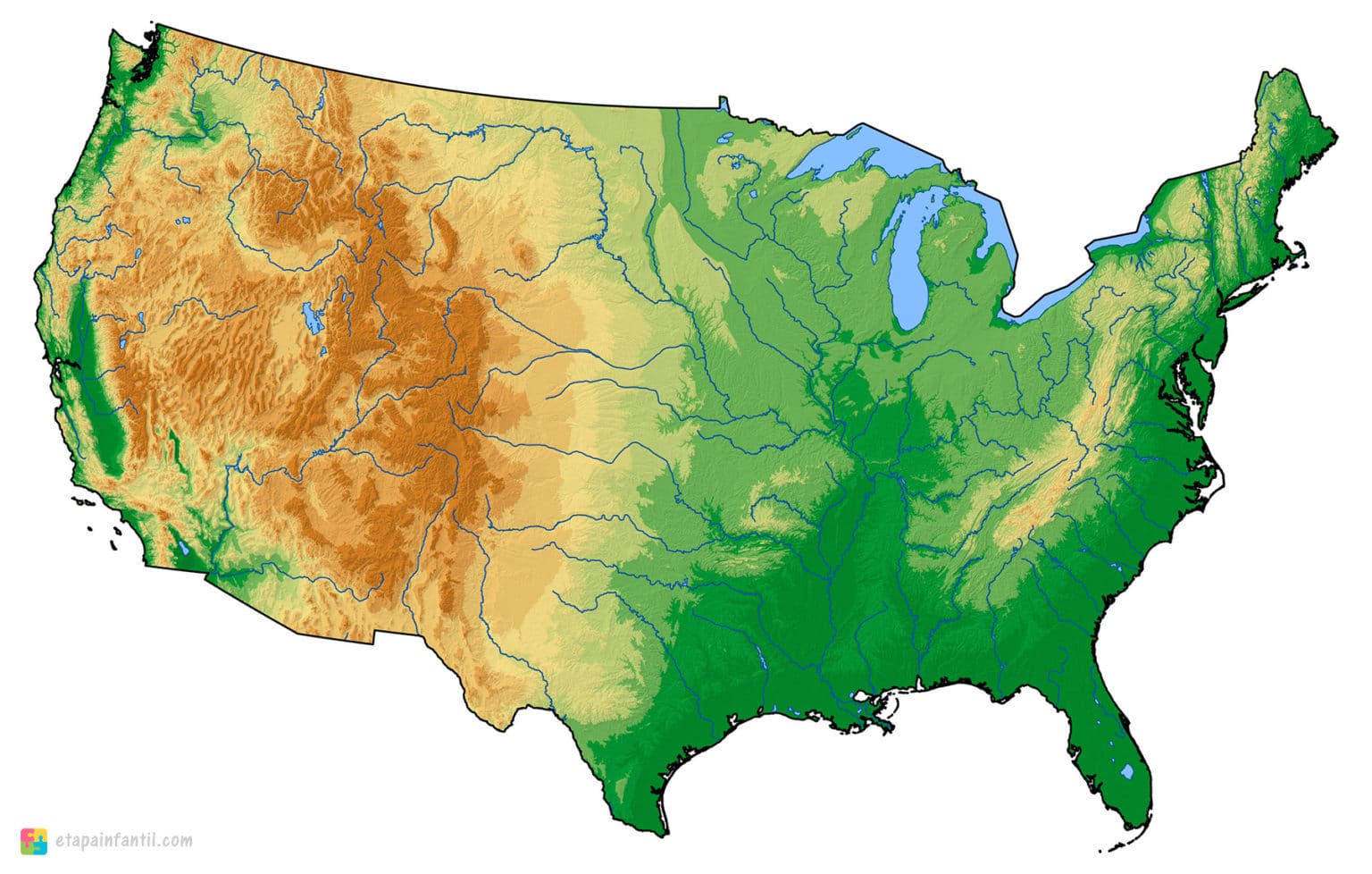 Mapas De Estados Unidos Para Imprimir Etapa Infantil