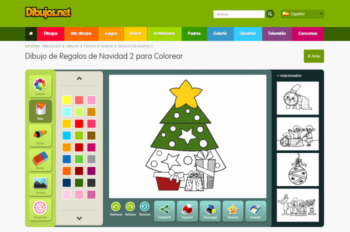 Elección mezcla Tía Dibujos de Navidad para colorear online - Etapa Infantil