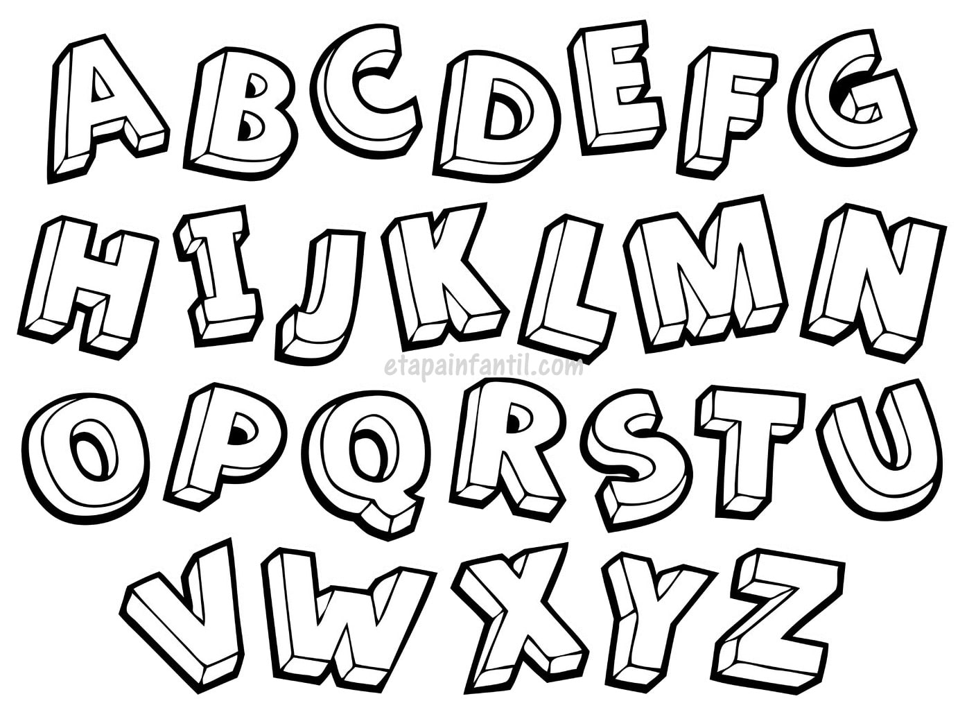 Alfabeto Para Imprimir Y Colorear Letras Muy Grandes