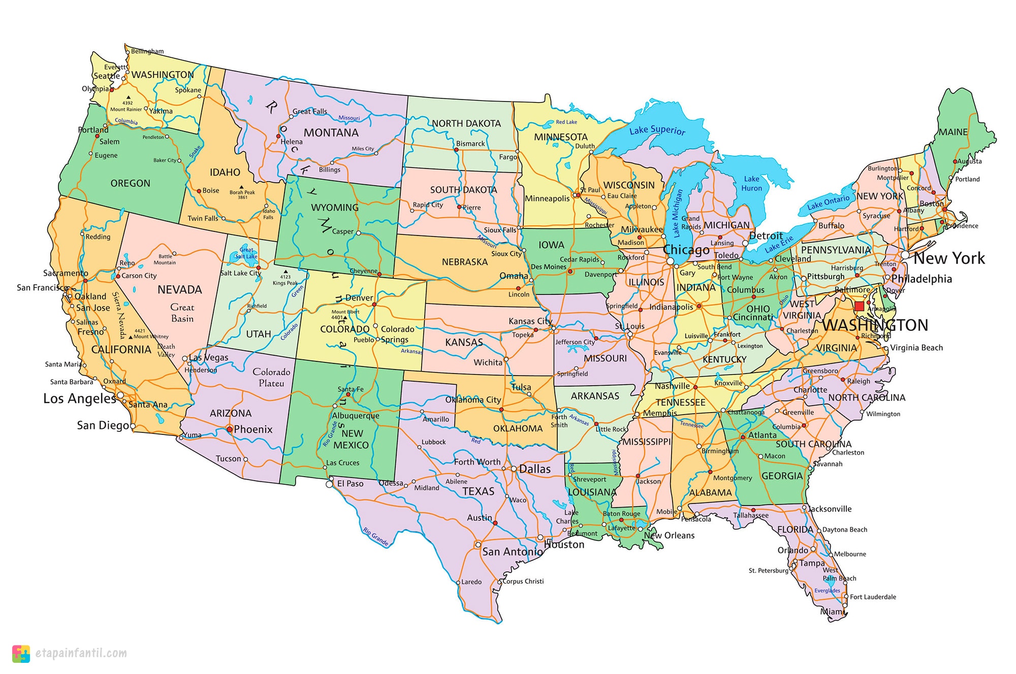 Mapa Con Division Politica De Estados Unidos Images And Photos Finder 2693