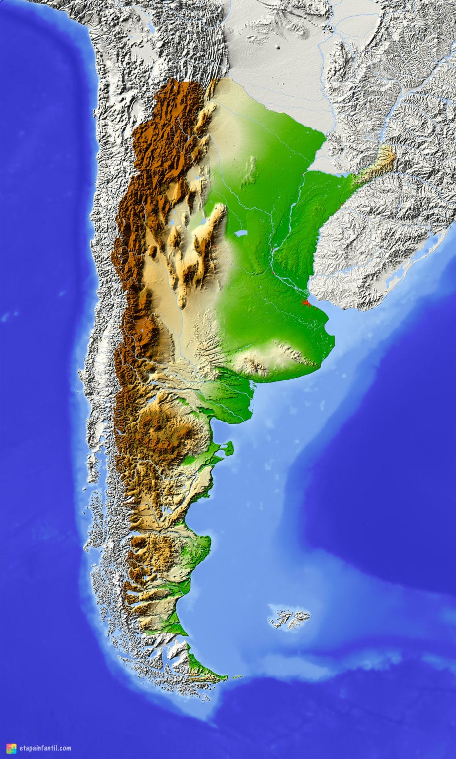Mapa Fisico Argentina 924x1536 
