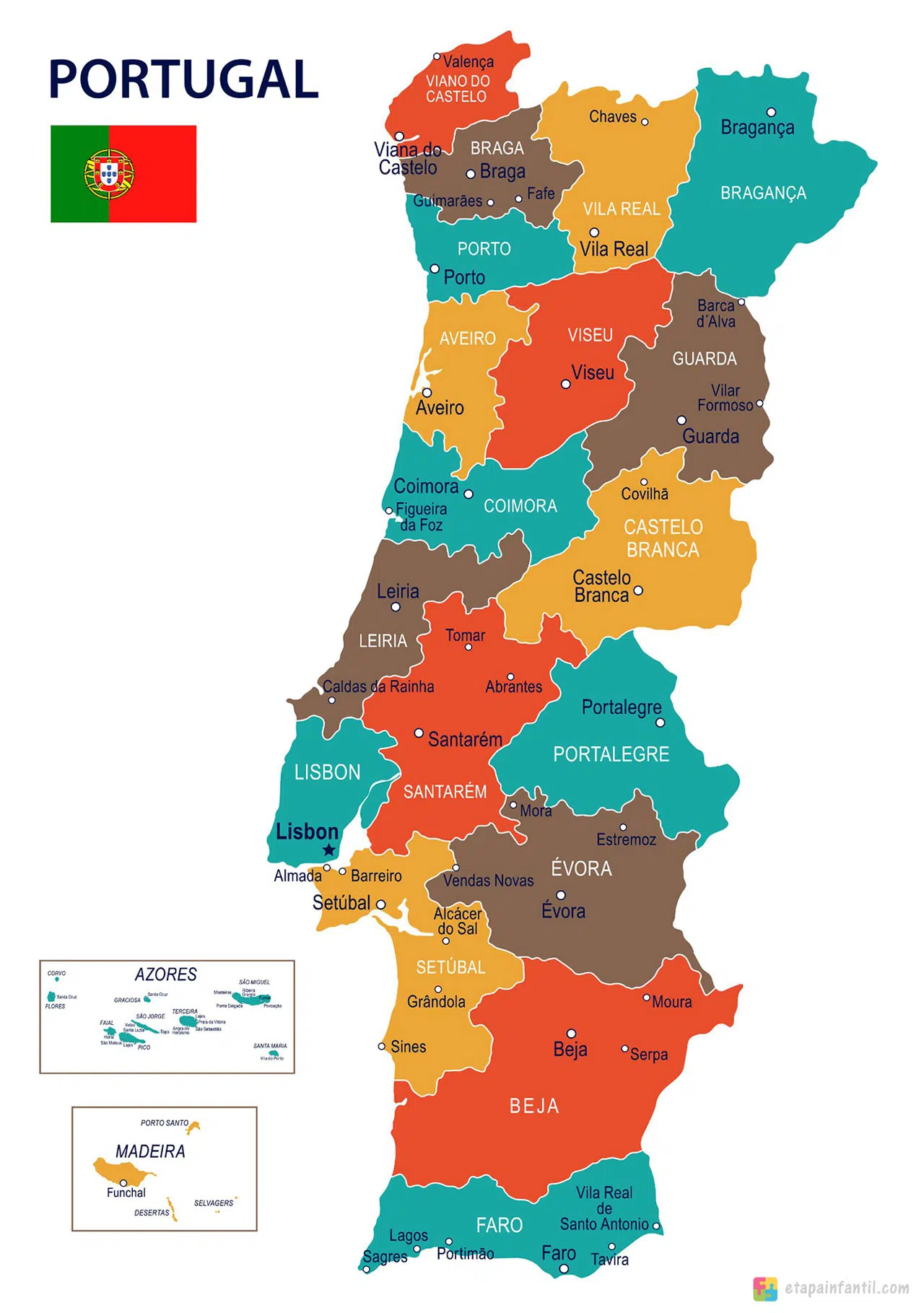 Mapas De Portugal Para Imprimir Y Que Los Niños Descubran Este País Etapa Infantil 4763