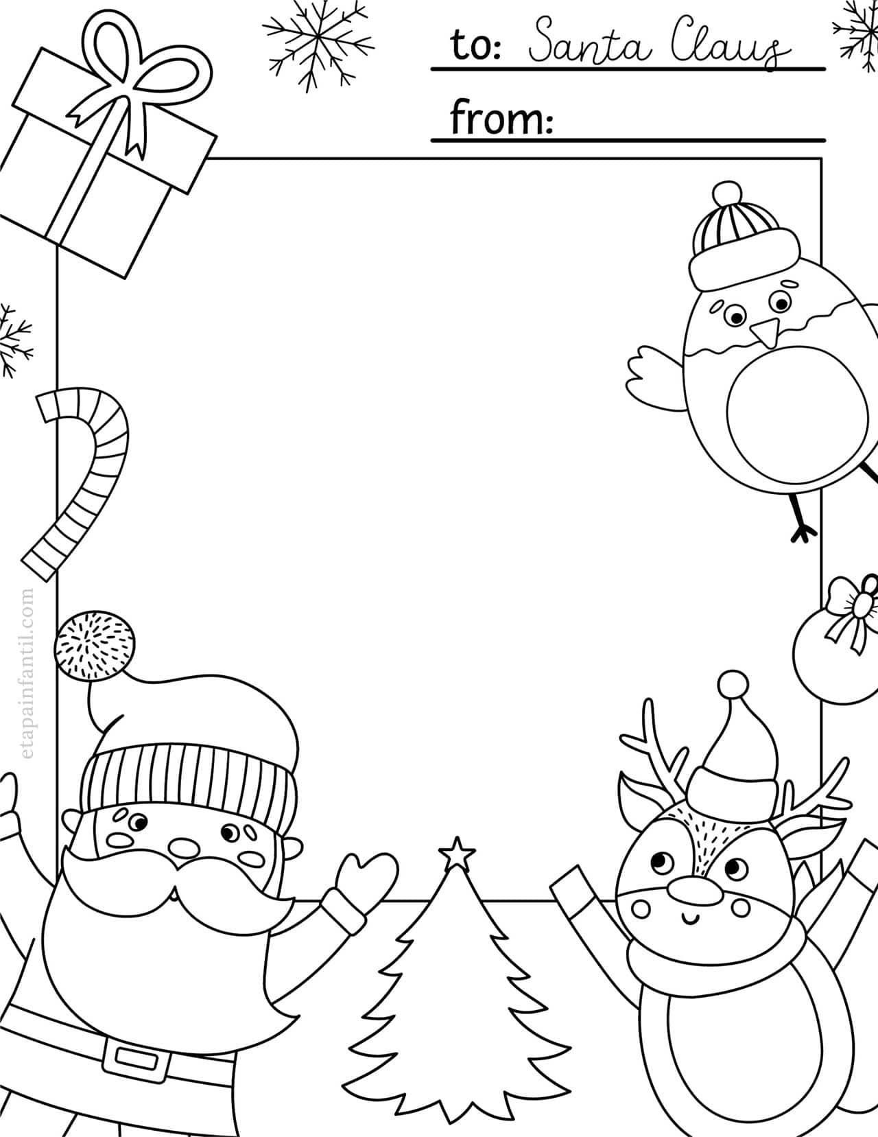 5 modelos de carta para Papá Noel para imprimir y colorear - Etapa Infantil